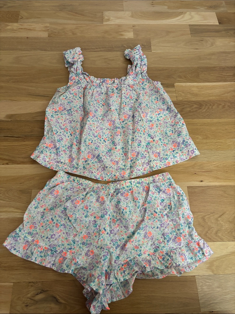 GAP Floral Ruffle Pajama Set - Pink Purple Coral